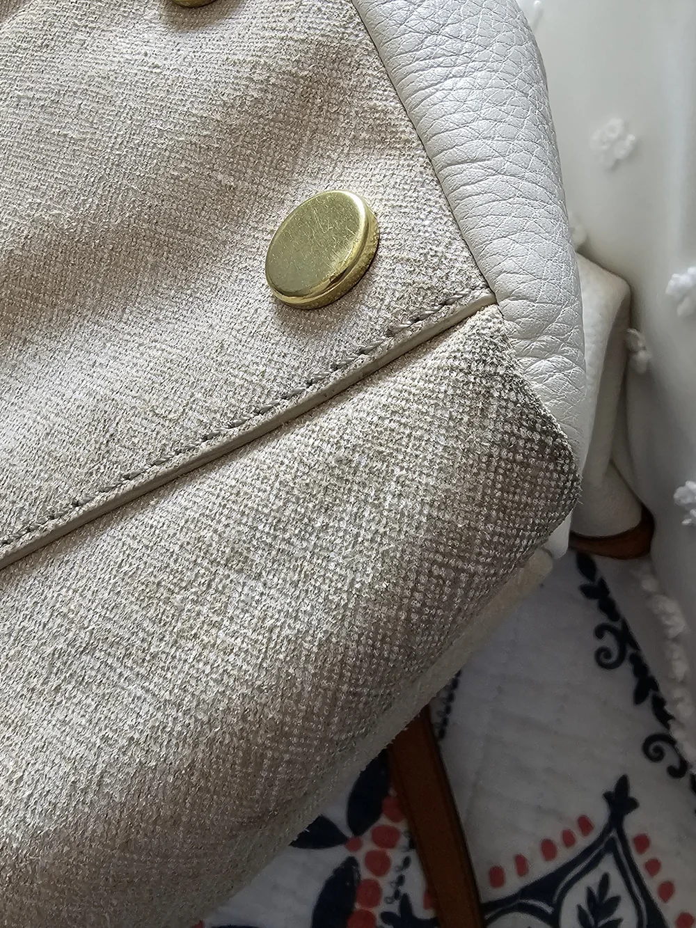 Fossil Beige and Brown Tote Bag